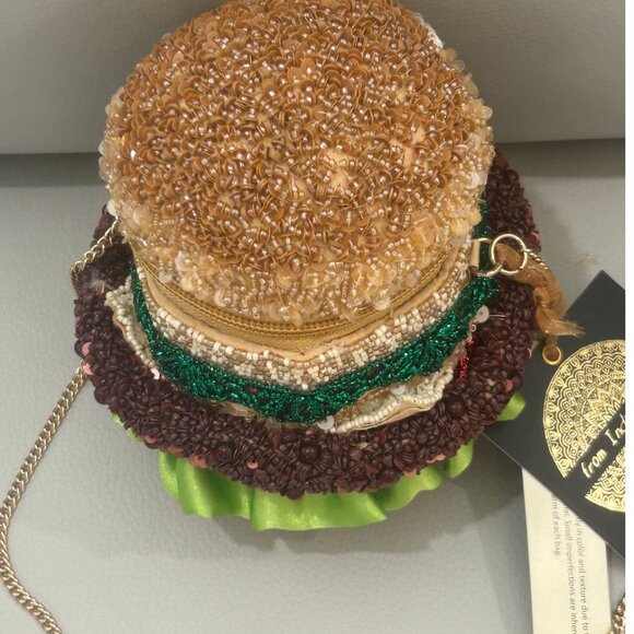 Hand Made in India Beaded Hamburger Bag Crossbody Rare Unique Viral Tik Tok - Picture 7 of 11
